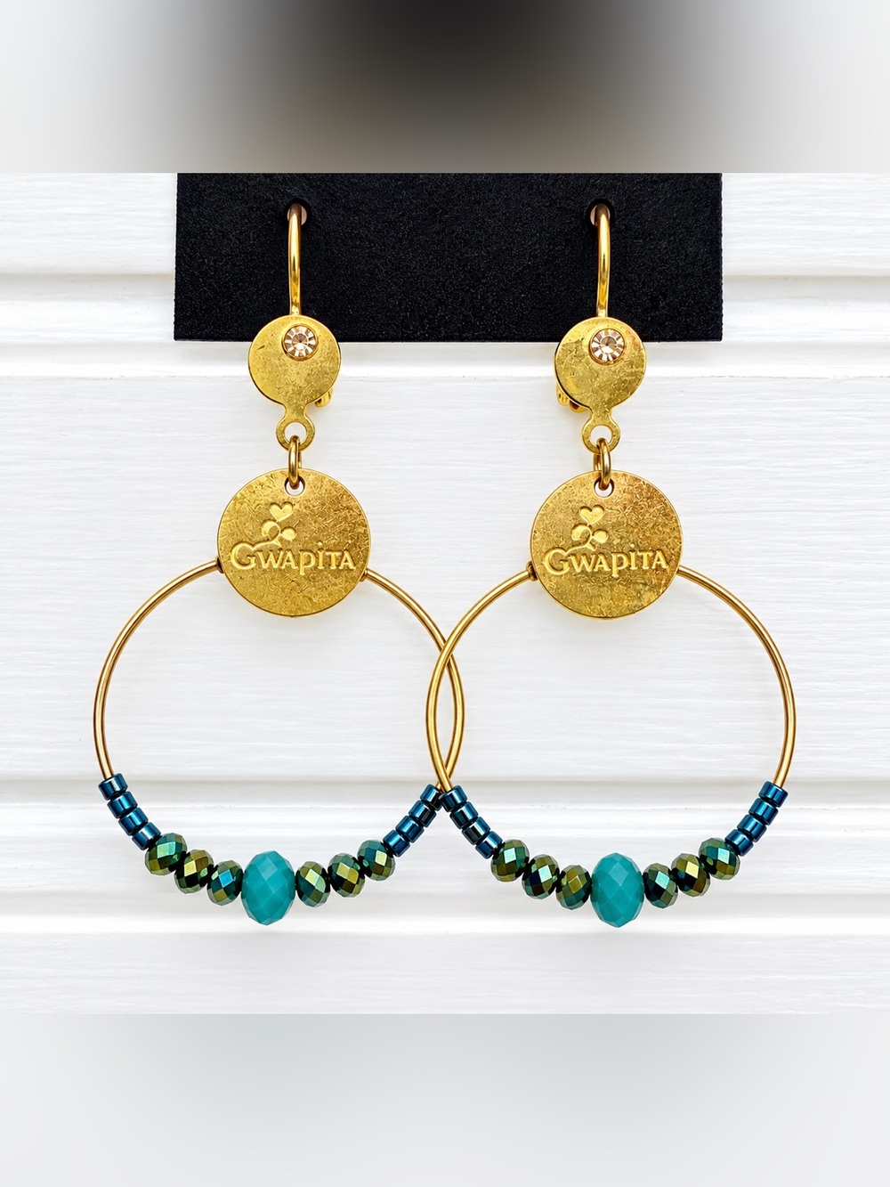 Gwapita Gold-Tone Beaded Hoop Earrings